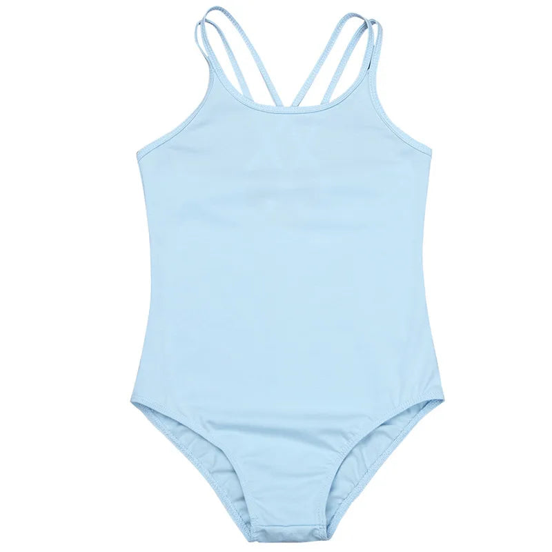 Girls Spaghetti Strap Ballet Dance Gymnastic Leotard Criss Cross Back Bodysuit - Cute As A Button Boutique