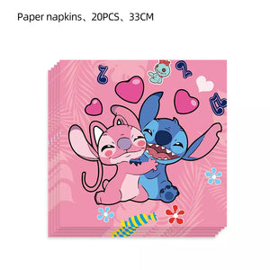 Disney Stitch Party Supplies Paper Napkins Tablecloth Plate Balloon Pink Angel Theme Girls Birthday Party Decoration - Cute As A Button Boutique