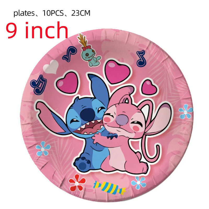 Stitch Birthday Party Decorations, Cartoon Stitch Theme Party Supplies  include Backdrop, Stitch Balloons for Boys Girls Stitch Party Favors 