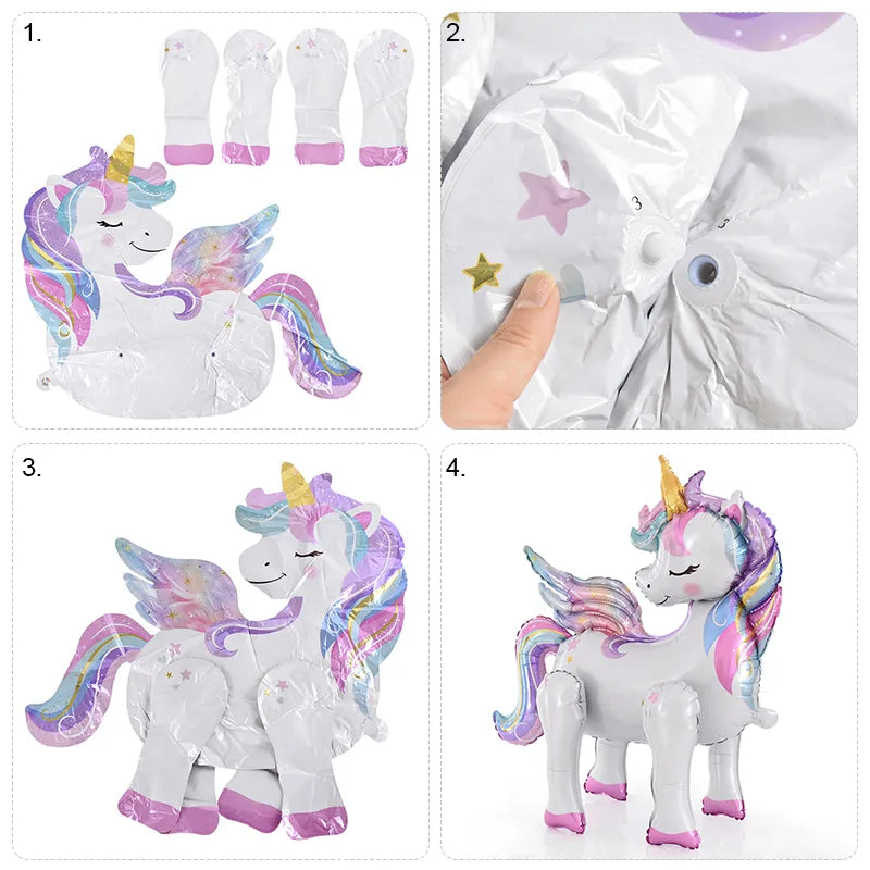 Large Standing Unicorn Foil Balloons for Kids Girls Unicorn Birthday Party Decoration - Cute As A Button Boutique