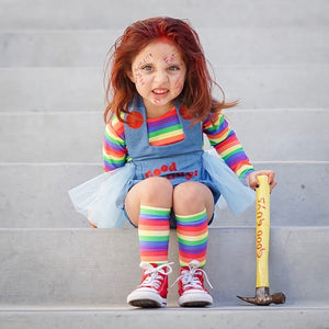 Baby Girl Halloween Clothes Set Romper+Long Sleeve Shirt 2PCS Child Chucky Doll Evil Bodysuit Costume  2-7Y - Cute As A Button Boutique