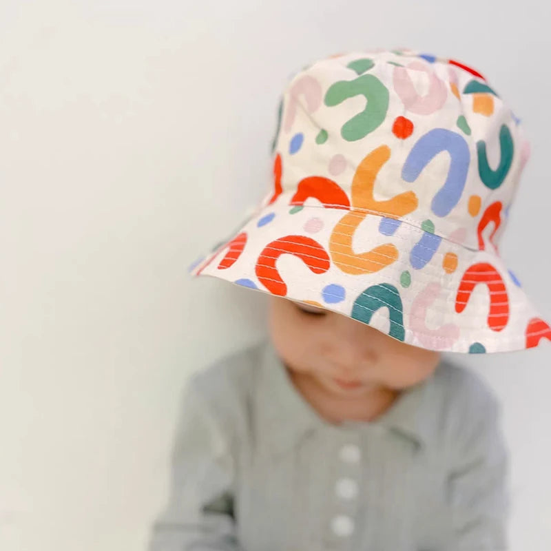 Double Sided Baby Bucket Hat Cute Letter Embroidered