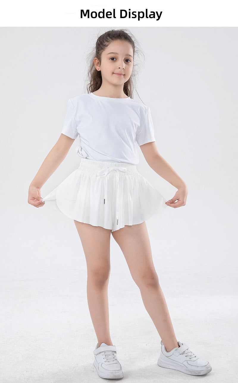 Girls Flowy Shorts Butterfly Shorts With Pocket 2-in-1 Athletic Shorts For Kids Active Workout Sports Tennis 3-15 Years - Cute As A Button Boutique