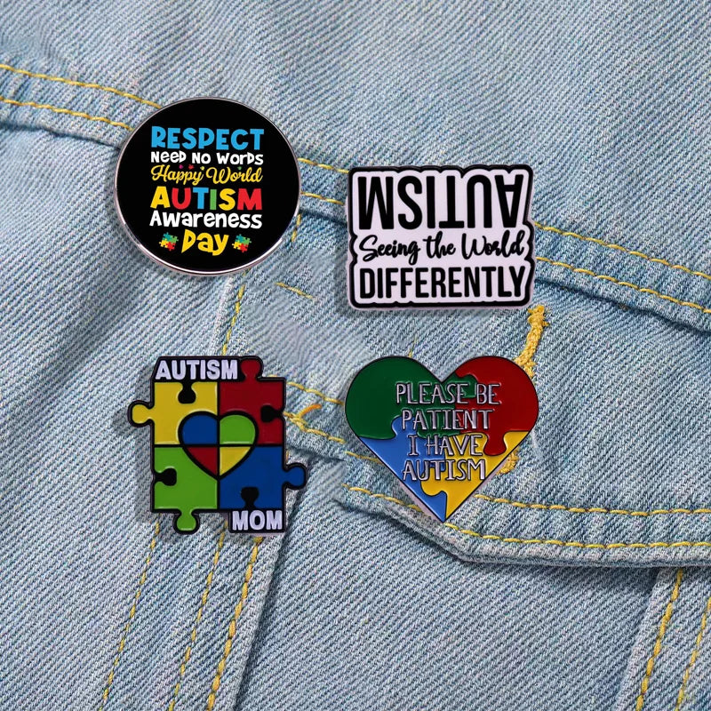 Autism Brooch Colorful Puzzle Lapel Pin Awareness Badge