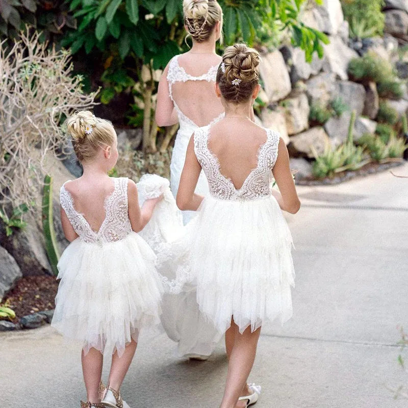 Flower Girl Dress Backless Lace Dress - Cute As A Button Boutique