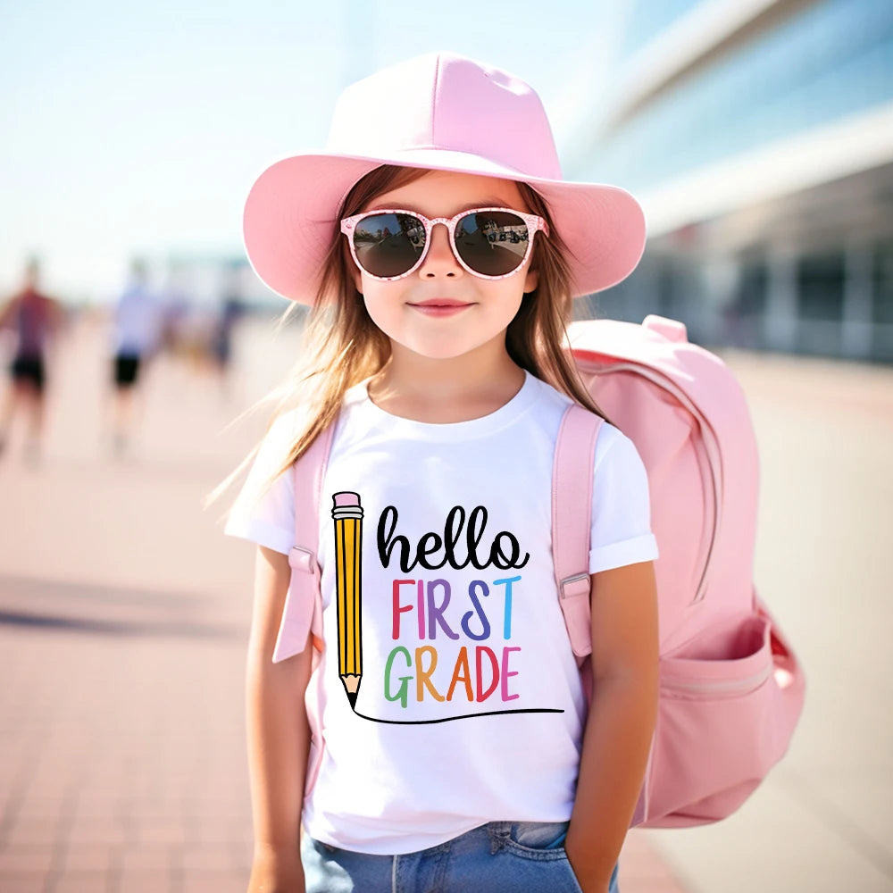 Hello First Grade Kids T-Shirt Children Back To School Shirt