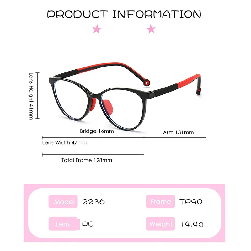 Blue Light Blocking Glasses for Kids Computer Glasses TR90 Frame Clear Lens  Children Safety Eyewear