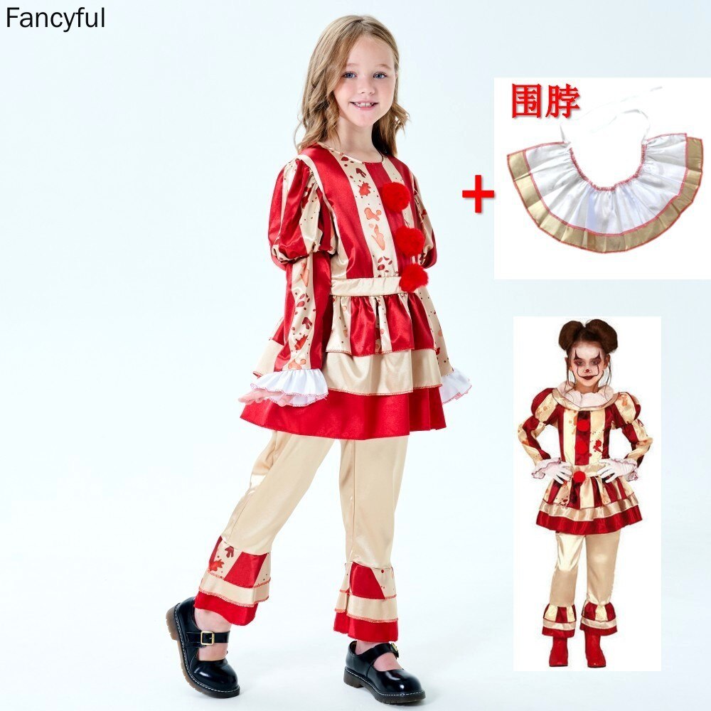 Girls Joker Dress Horror Clown Costume Full Set for Halloween Carvinal Party - Cute As A Button Boutique