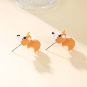 2pcs Animal Cartoon Stud Earring. Cute Dinosaur Little Dog Whale Clay Bite Ear Jewelry Funny Gifts Fashion Accessoriesy - Cute As A Button Boutique