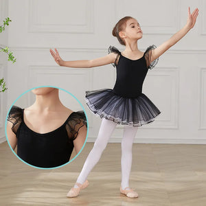 Ballet skirt for girls Dance wear tutus dress for Kids Leotard Short Sleeve - Cute As A Button Boutique