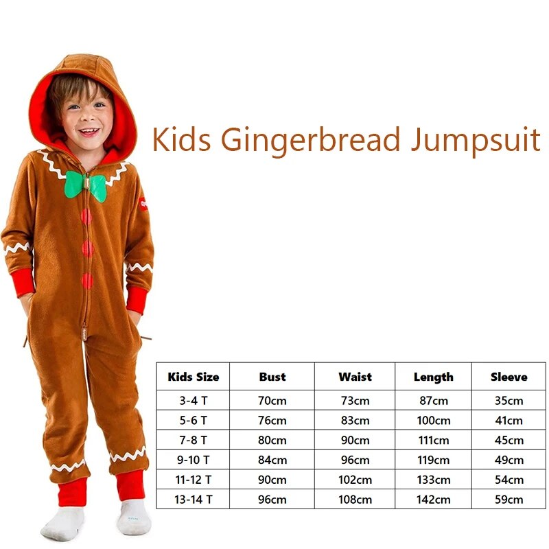 Unisex Girls Boys Gingerbread Jumpsuit Kids Cute Cookie Onesie Christmas - Cute As A Button Boutique