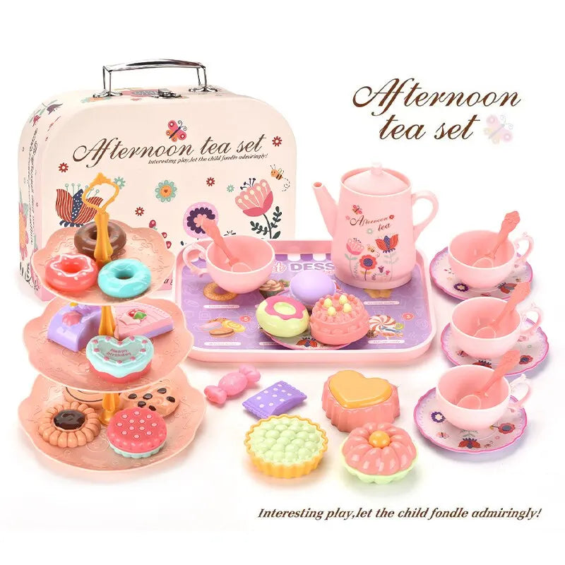 Toy Tea Set for Little Girls.Tea Party Set Toys for Kids Girls Pretend Play Snack Toy.