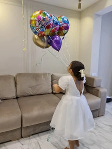 Puff Sleeve Elegant Dress for Girls Kids Communsion White Dress Birthday Party Dresses - Cute As A Button Boutique