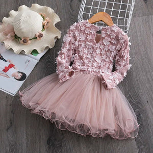 Autumn Long Sleeve Tulle Dress - Cute As A Button Boutique