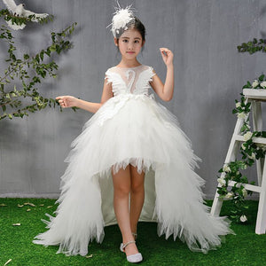 Swan Tulle Trailing Flower Girl Dresses Ball Gown - Cute As A Button Boutique