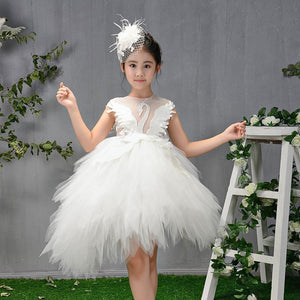 Swan Tulle Trailing Flower Girl Dresses Ball Gown - Cute As A Button Boutique