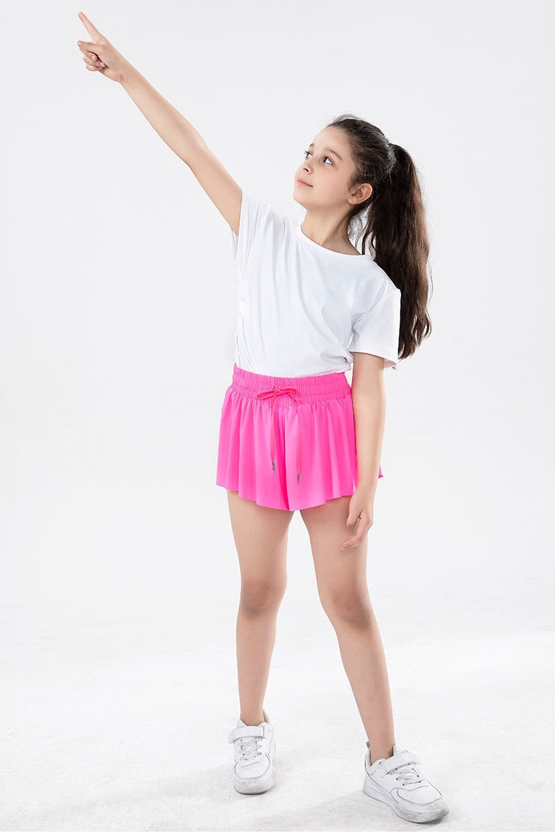 Girls Flowy Shorts Butterfly Shorts With Pocket 2-in-1 Athletic Shorts For Kids Active Workout Sports Tennis 3-15 Years - Cute As A Button Boutique