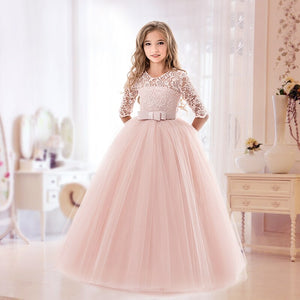 Pink Lace Flower Princess Dress - Cute As A Button Boutique