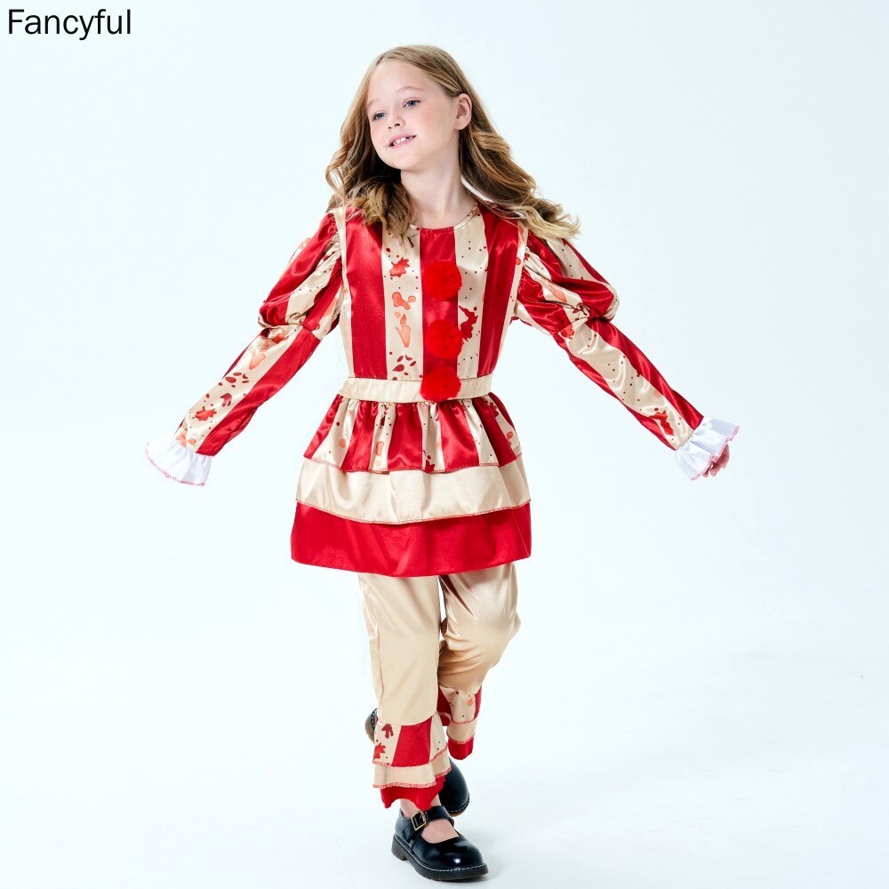 Girls Joker Dress Horror Clown Costume Full Set for Halloween Carvinal Party - Cute As A Button Boutique