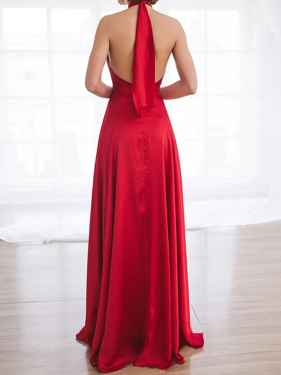 Evening prom Dresses High Collar A-LINE Floor-Length Sleeveless Chiffon