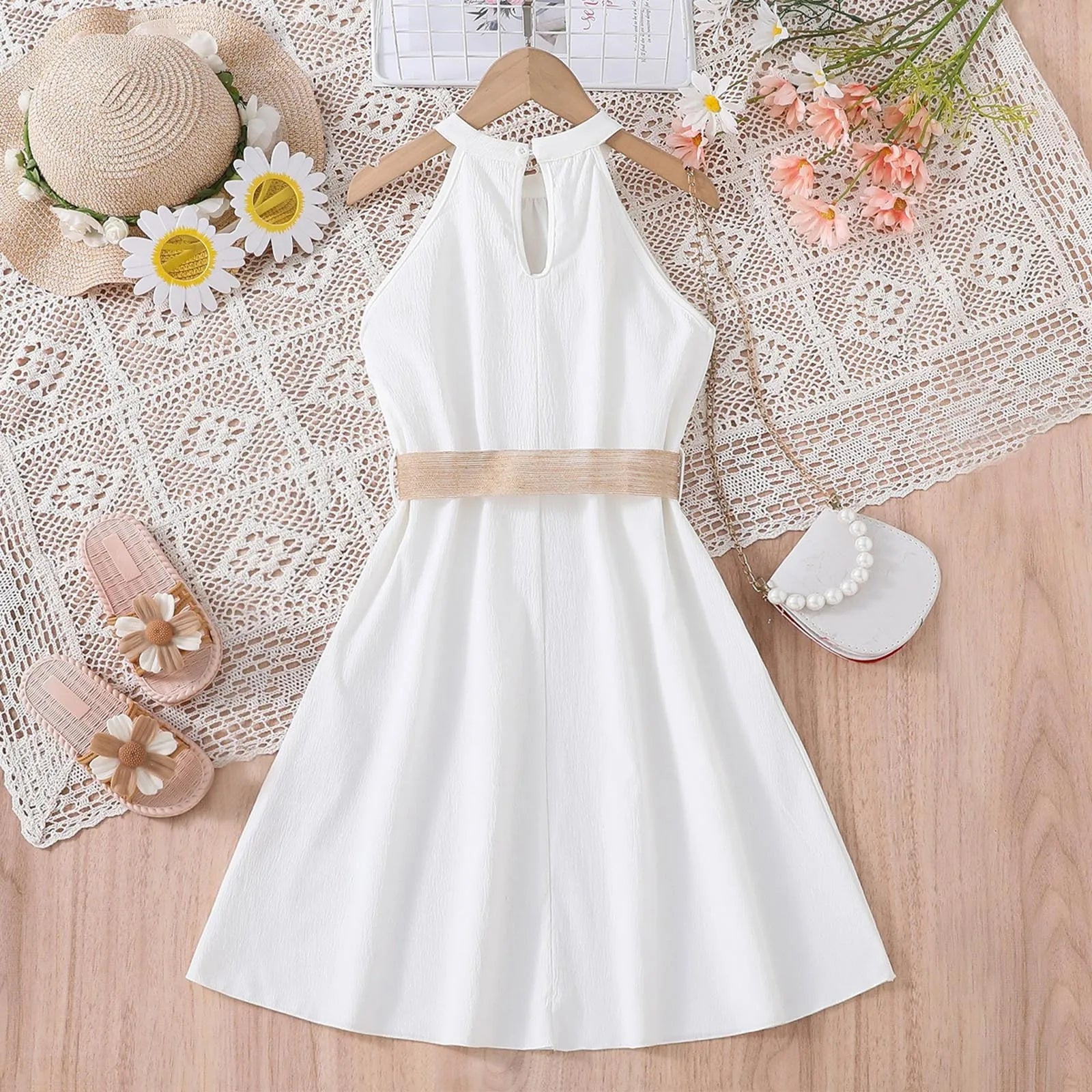 Solid Color Girls Summer Sleeveless Dress