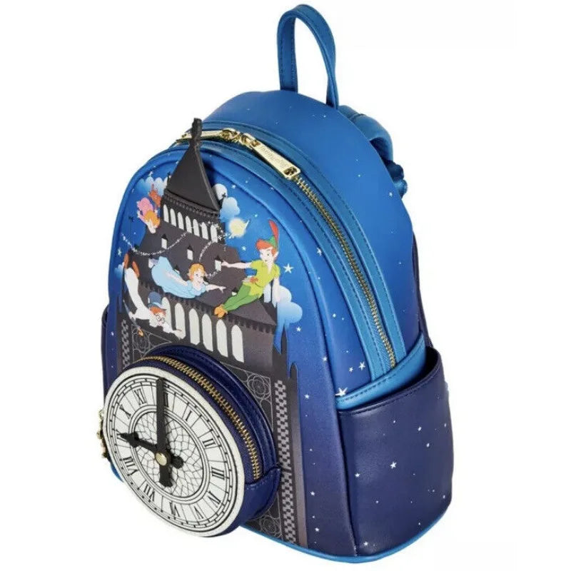 Peter Pan Clock Glow in The Dark Mini Backpack Double Strap Shoulder Bag