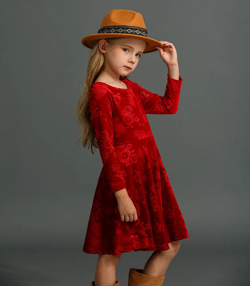 BOHO Winter and Autumn Velvet Dress Long Sleeve A-Line