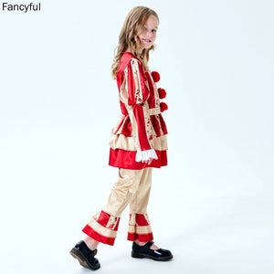 Girls Joker Dress Horror Clown Costume Full Set for Halloween Carvinal Party - Cute As A Button Boutique