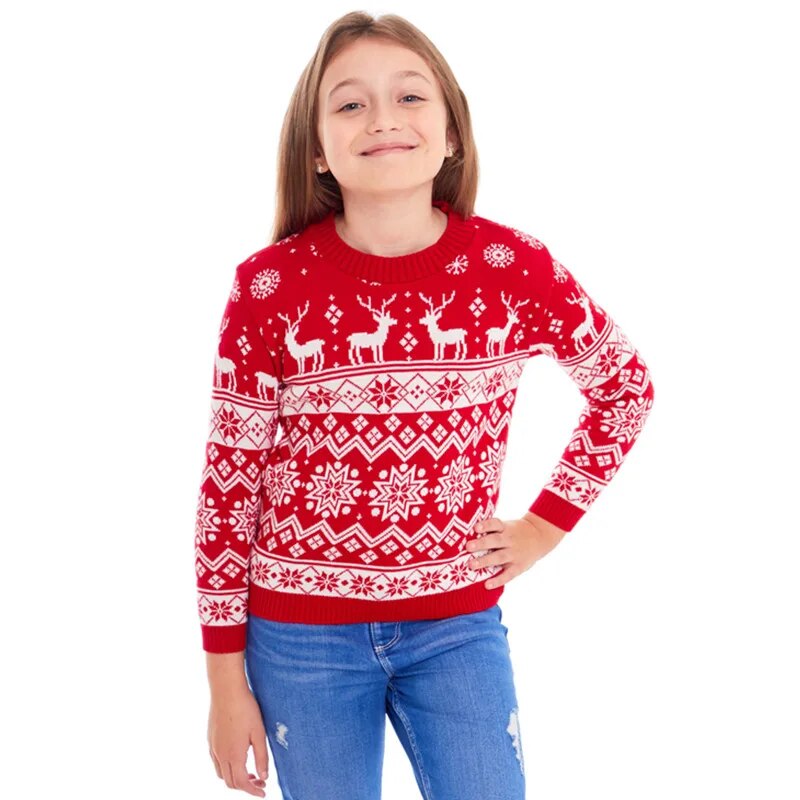 Cotton Sweater Merry Christmas Print Matching Christmas Outfits for Family - Cute As A Button Boutique