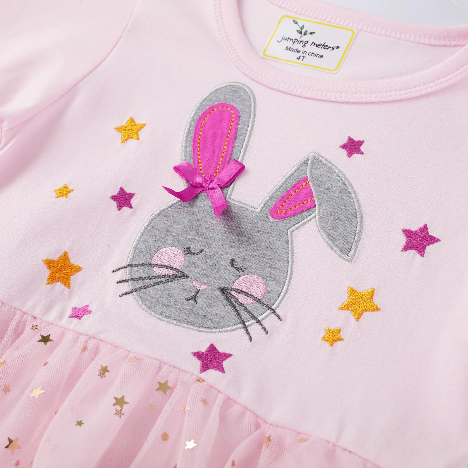 Rabbit Embroidery Full Sleeve Girls Dresses