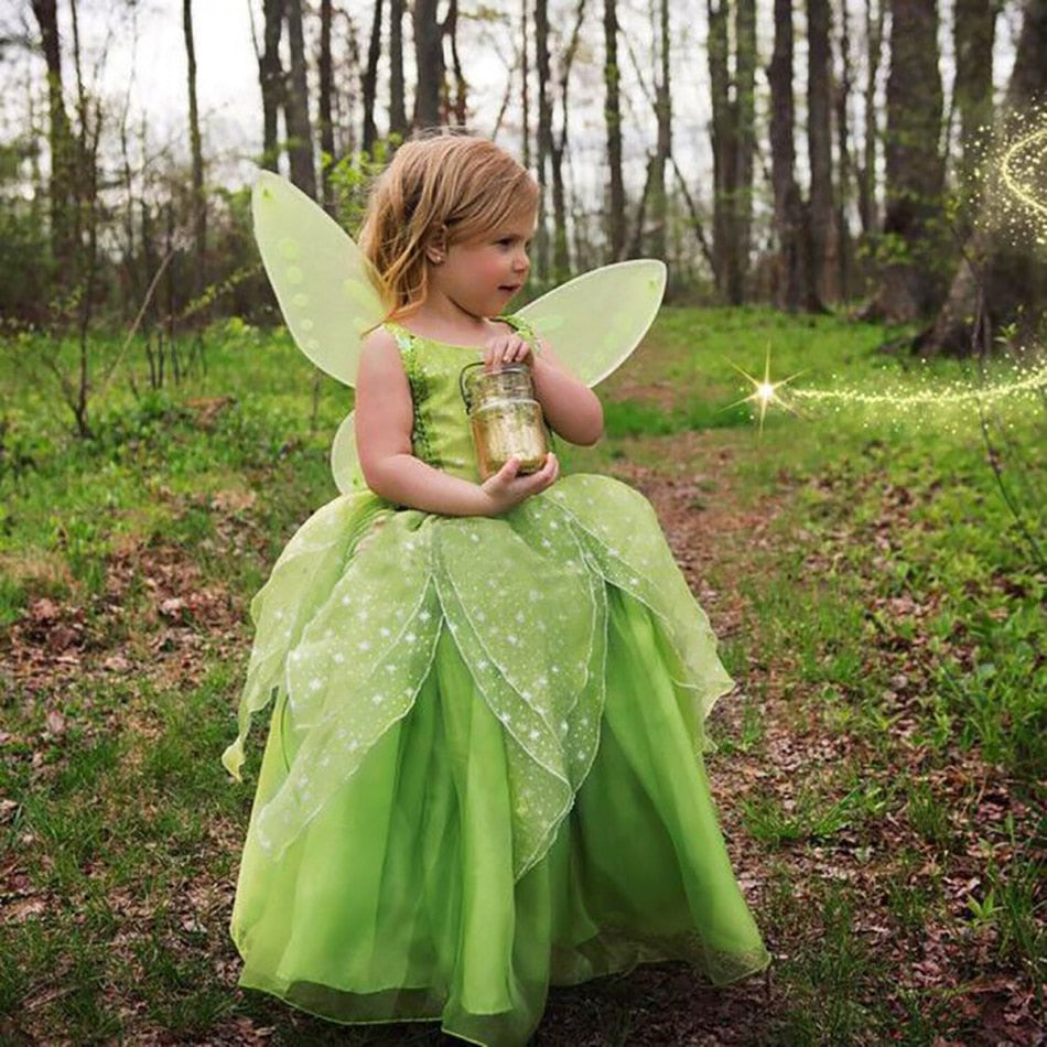 Girls Tinkerbell Fairy Dresses LED Light Up for Girls Costume Kids Cosplay Flower Fairy Princess Clothes Christmas Party Outfit - Cute As A Button Boutique