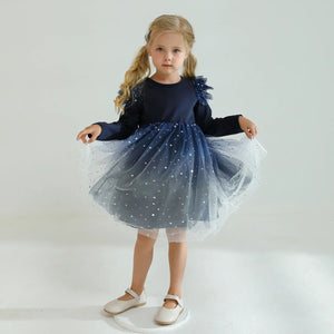 Sequined Princess Dress For Girls Autumn Long Sleeve - Cute As A Button Boutique