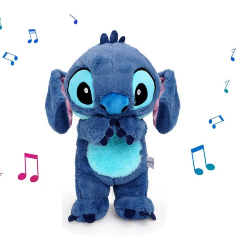 Disney Stitch Baby Breathing Bear Plush Soothing Music Sleeping Companion Sound And Light