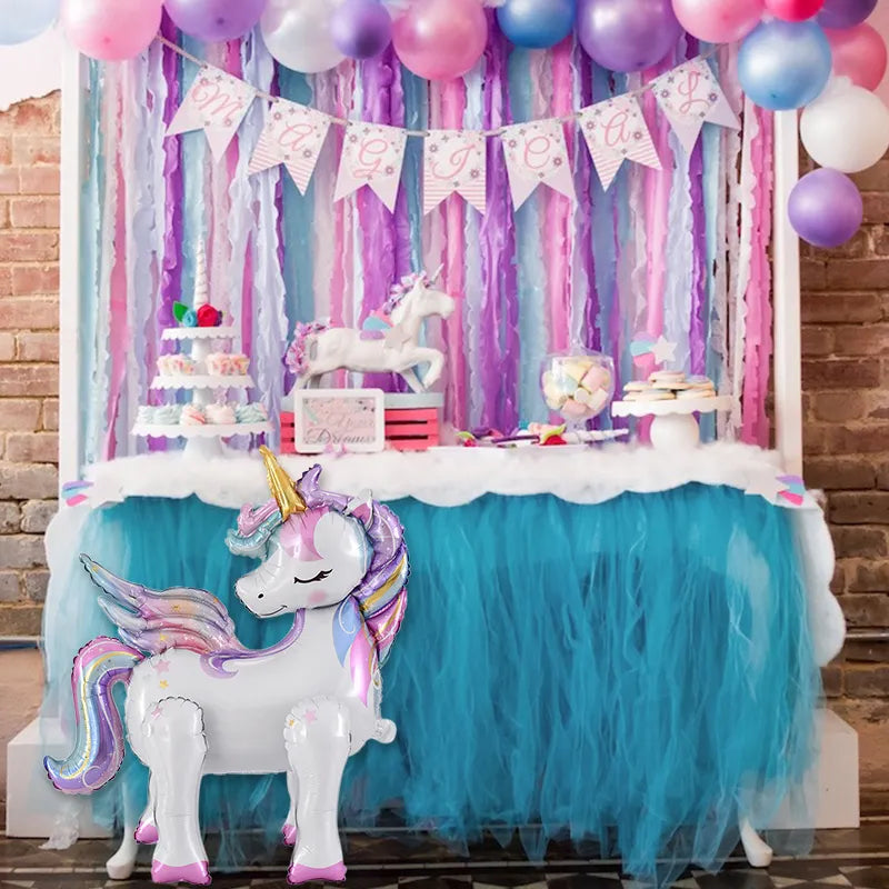 Large Standing Unicorn Foil Balloons for Kids Girls Unicorn Birthday Party Decoration - Cute As A Button Boutique