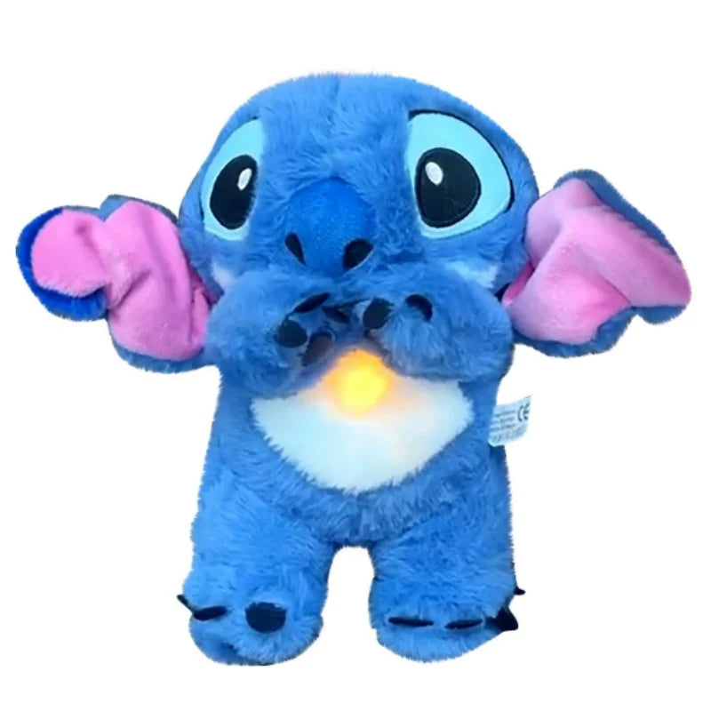 Disney Stitch Baby Breathing Bear Plush Soothing Music Sleeping Companion Sound And Light