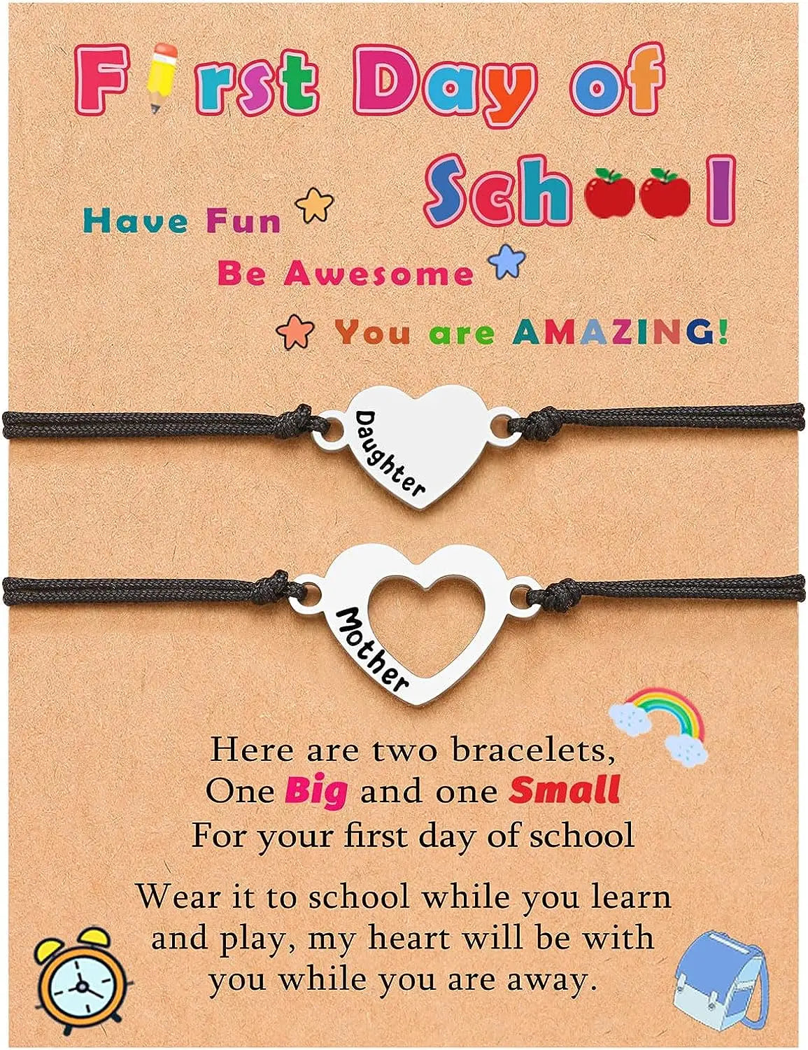 Matching Heart parent and child Bracelets Back to School Bracelet Mommy and Me