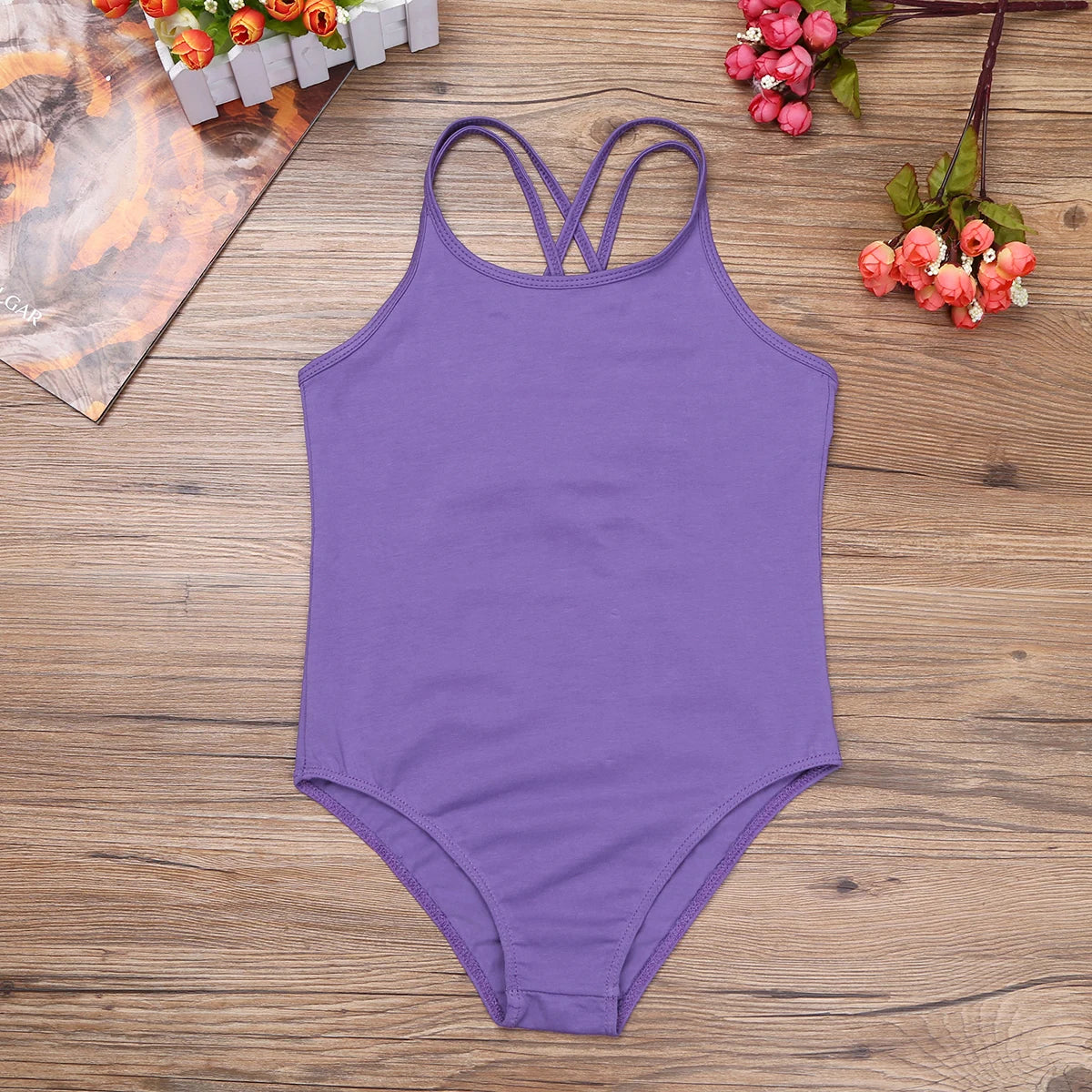 Girls Spaghetti Strap Ballet Dance Gymnastic Leotard Criss Cross Back Bodysuit - Cute As A Button Boutique