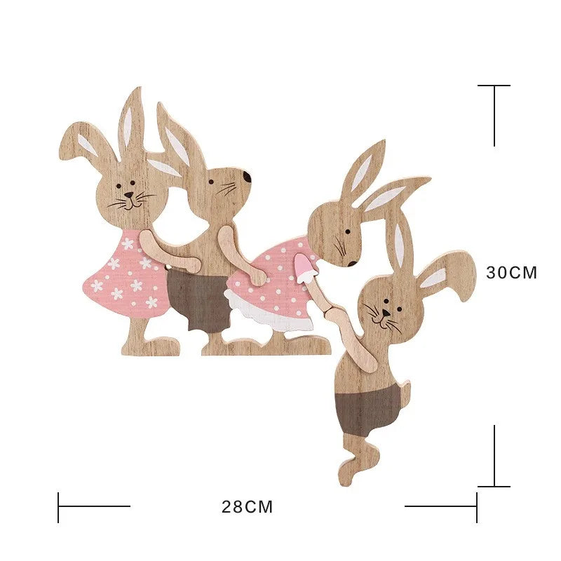 New Easter Painted Rabbit Ornaments Wooden Home Decoration