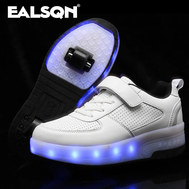 Children’s Two Wheels Glowing Sneakers Led Light Roller Skate USB Charging