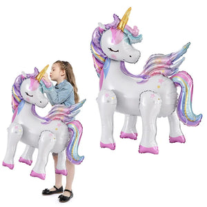 Large Standing Unicorn Foil Balloons for Kids Girls Unicorn Birthday Party Decoration - Cute As A Button Boutique