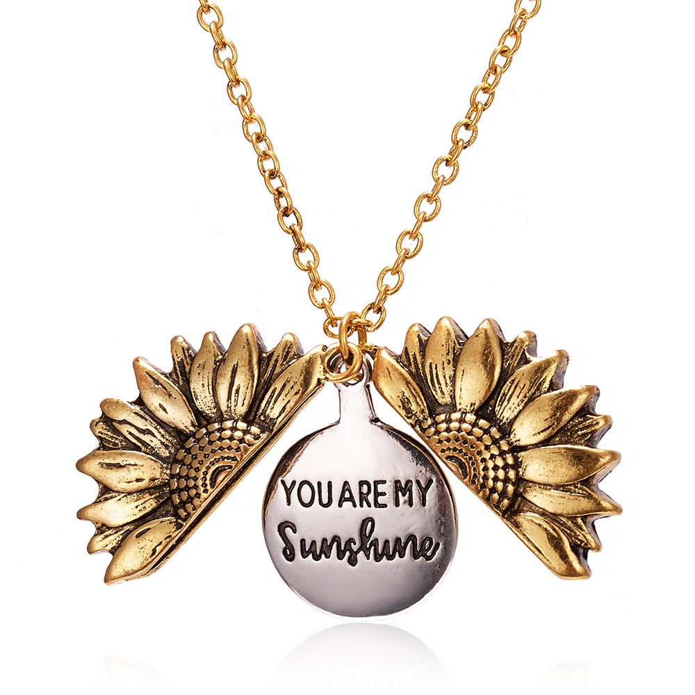 You Are My Sunshine Sunflower Necklaces Pendant for Women Gold Color Daisy Choker Charm Jewelry - Cute As A Button Boutique