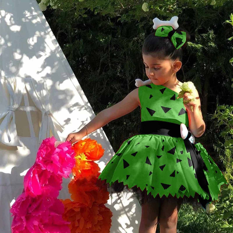 Elegant Girls Halloween Dress Toddler Kids Caveman Costume  Cavegirl Mesh Tulle Princess Dress Party Outfits - Cute As A Button Boutique