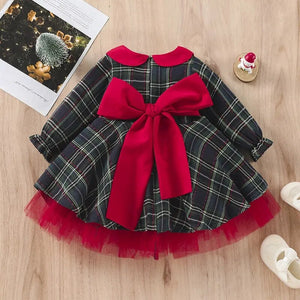 Baby Girl Princess Plaid Tutu Dress Bow Christmas Baby Clothes 1-7Y - Cute As A Button Boutique