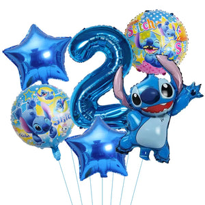 6pcs Disney Lilo & Stitch Party Balloons 32" Number Balloon set Baby Shower Birthday Party Decorations - Cute As A Button Boutique