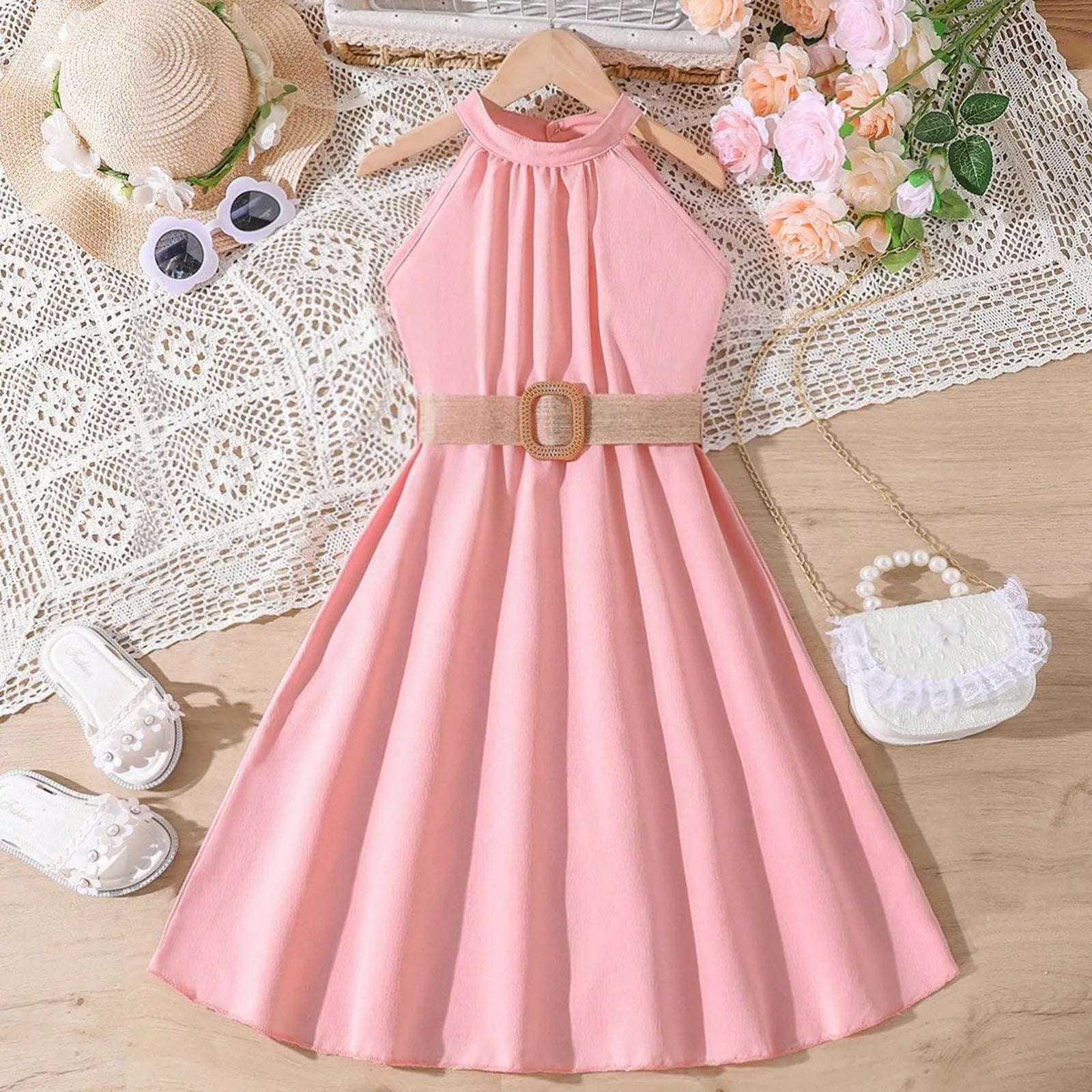 Solid Color Girls Summer Sleeveless Dress