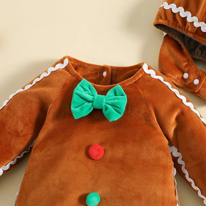 Newborn Baby Gingerbread Man Rompers + Hat Christmas - Cute As A Button Boutique