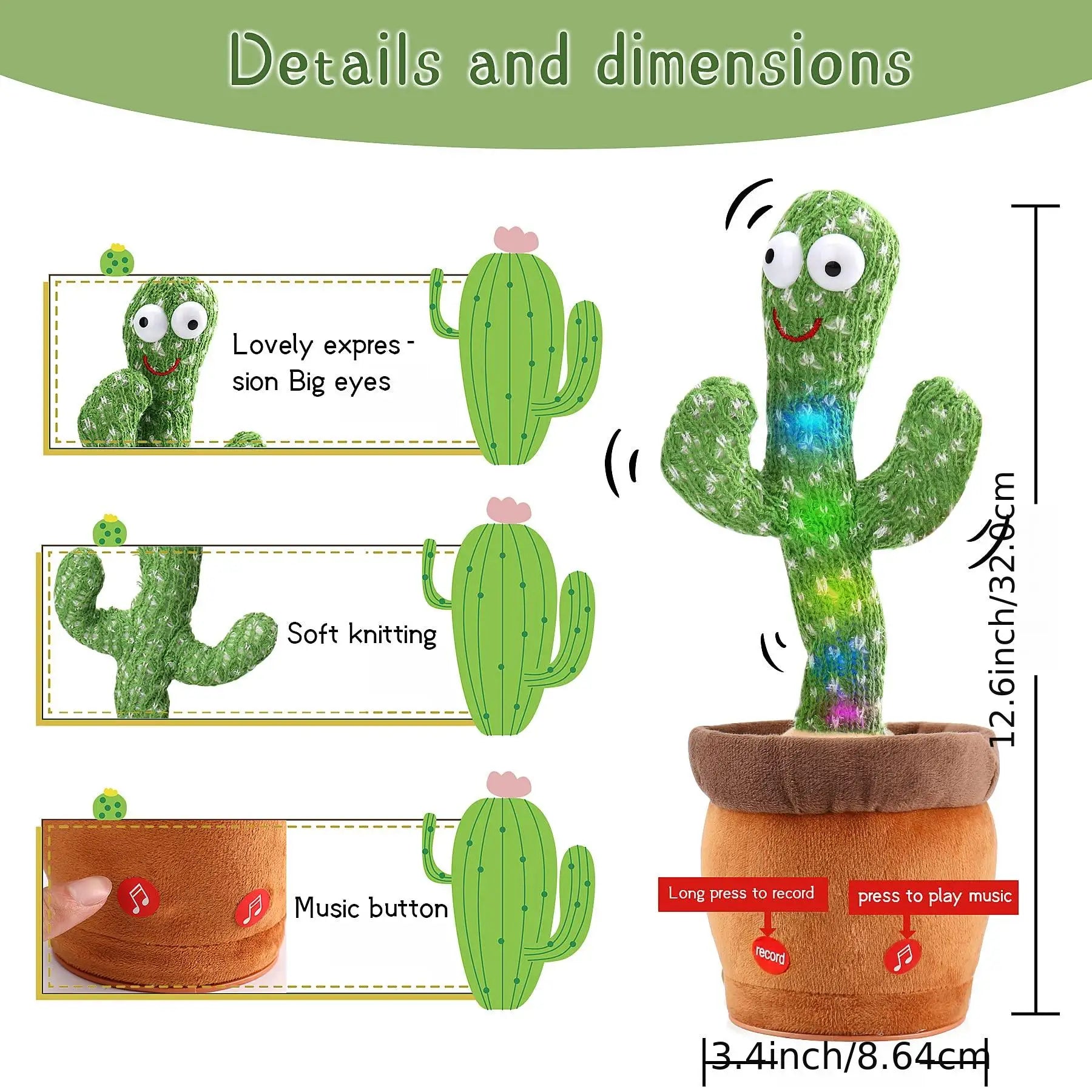 Dancing Cactus Electron Plush Toy Soft Plush Doll That Can Sing And Dance