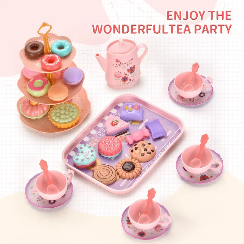 Toy Tea Set for Little Girls.Tea Party Set Toys for Kids Girls Pretend Cute As A Button Boutique