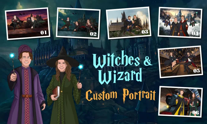 Custom Wizard School Portrait, Personalized Wizard School Portrait from photo