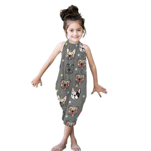 Kids Girls Pocket Jumpsuits New Summer Baby Girl Cartoon Print Overalls Jumpsuit Bodysuits Soft Girls Fashion Sunsuits Outfit